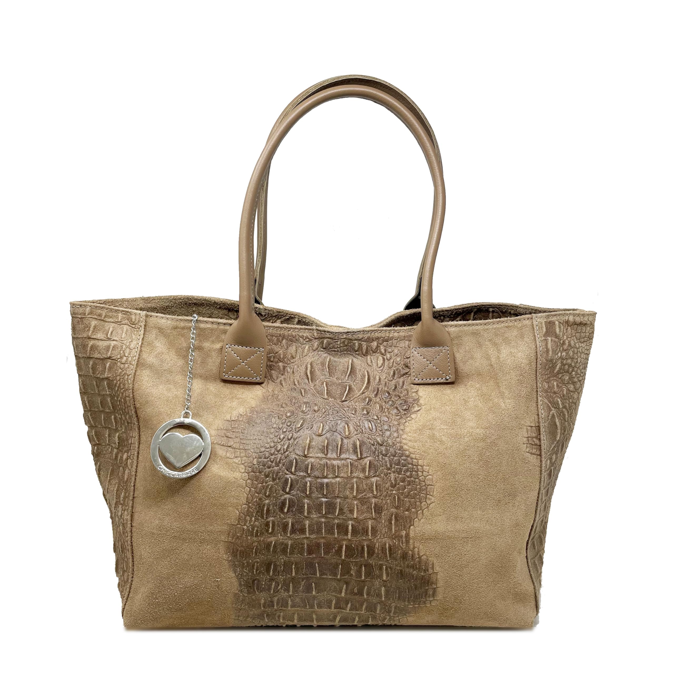 Chicca Borse Borsa a Spalla Grande Shopper da Donna in Pelle