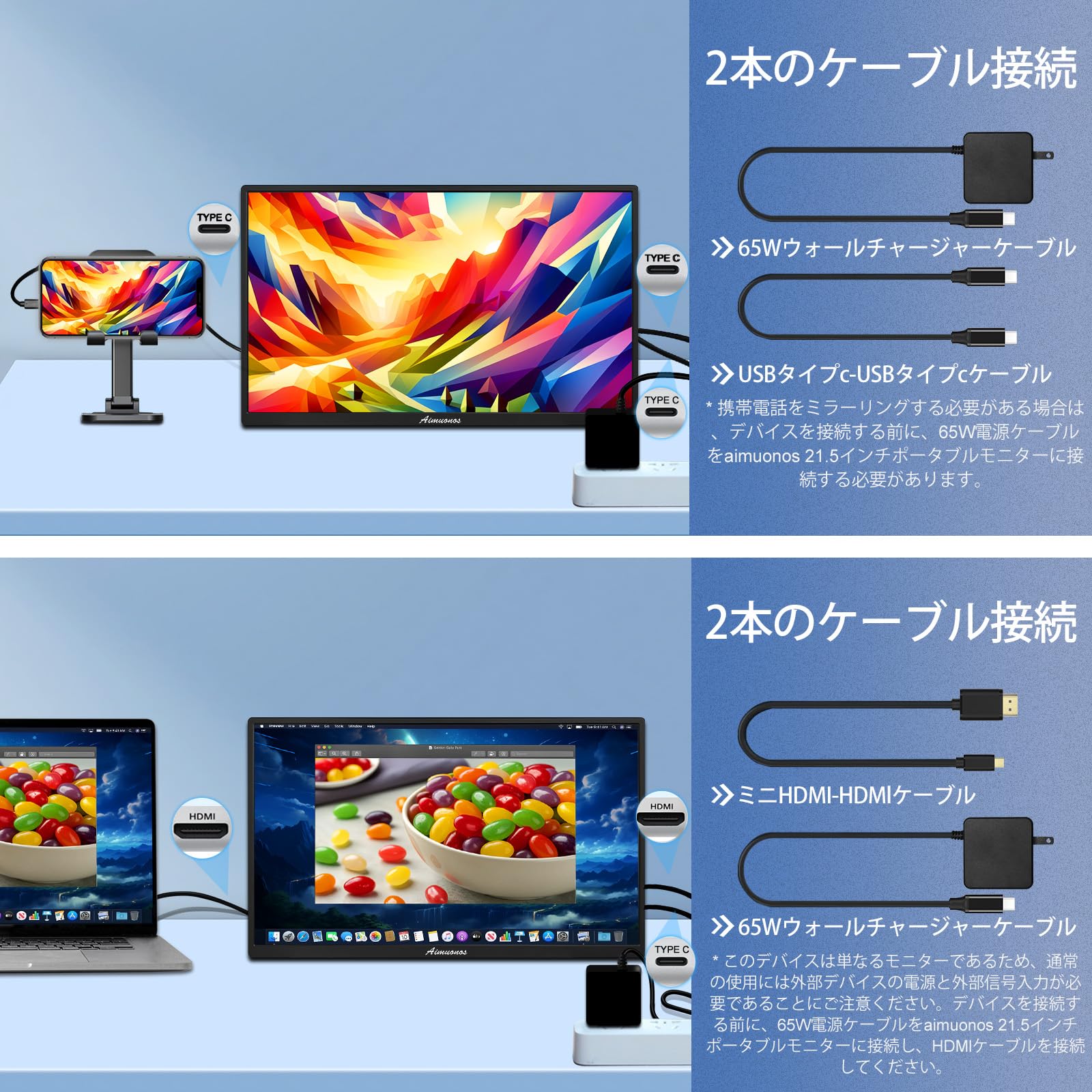 Amazon.co.jp: 21.5インチポータブルモニター、1080Pモバイルモニター