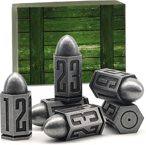ZHOORQI - Juego de dados de metal tipo bala, 6 dados D6, dados poliédricos manchados de sangre ZHOORQI para D&D Dungeons & Dragons, accesorios de