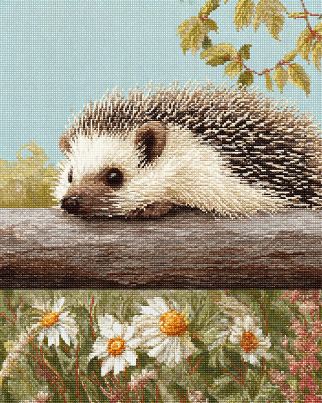 AMBATTERY Animal Tapestry Kit Cartoon Hedgehog DIY Rugs Set with Printed Canvas Floor Mat Crochet Yarn Embroidery Hook Latch Carpet Tapestry for Home Decoration 33x45in