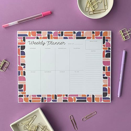 Miniatura 2 de Bloc de planificación semanal grande y bloc de notas a juego, 52 hojas de tamaño carta, 8.5 x 11 pulgadas, planificador de escritorio semanal sin