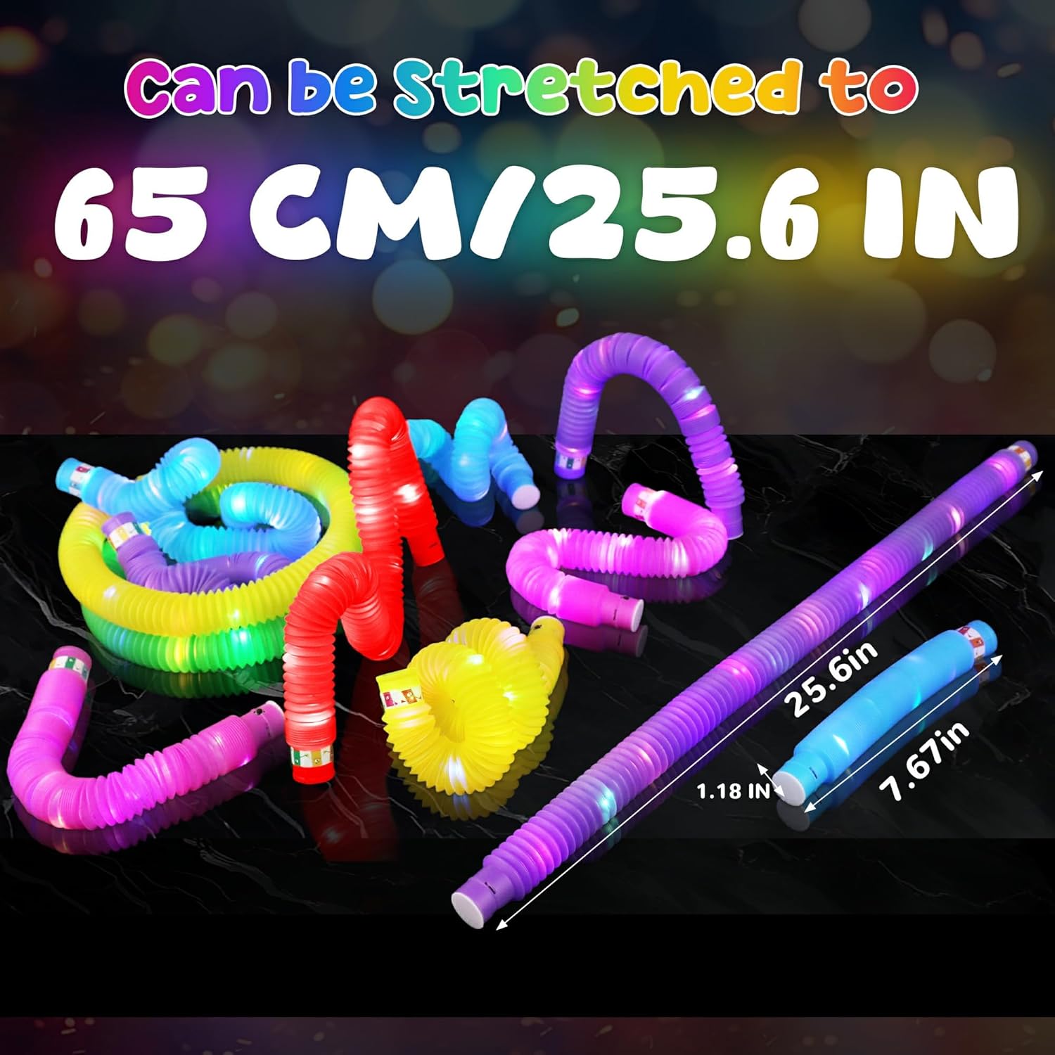 Glow Sticks Bulk Party Favors,12 Pcs Christmas Light Up Pop Tubes for Kids Teens Adults,Led Glow In The Dark Toys Necklaces Bracelets,Valentine Birthday Goodie Bag Stocking Stuffers for Boys Girls - Image 9