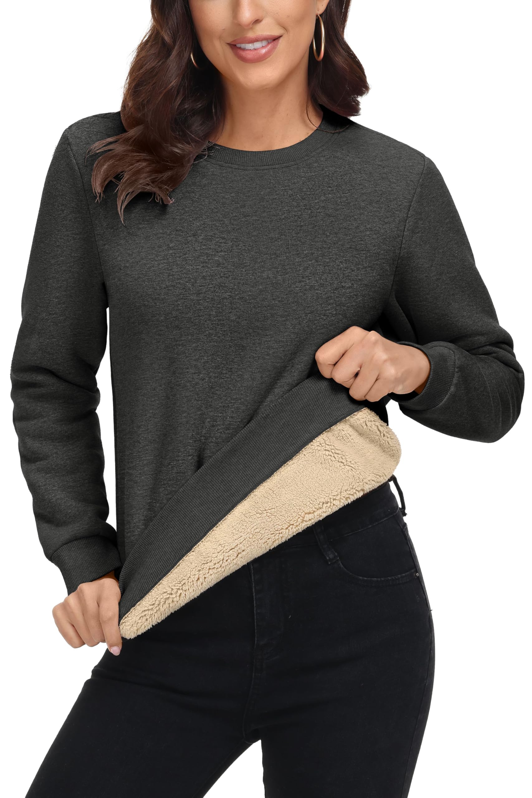 MAGCOMSEN Women's Sherpa Lined Sweatshirt