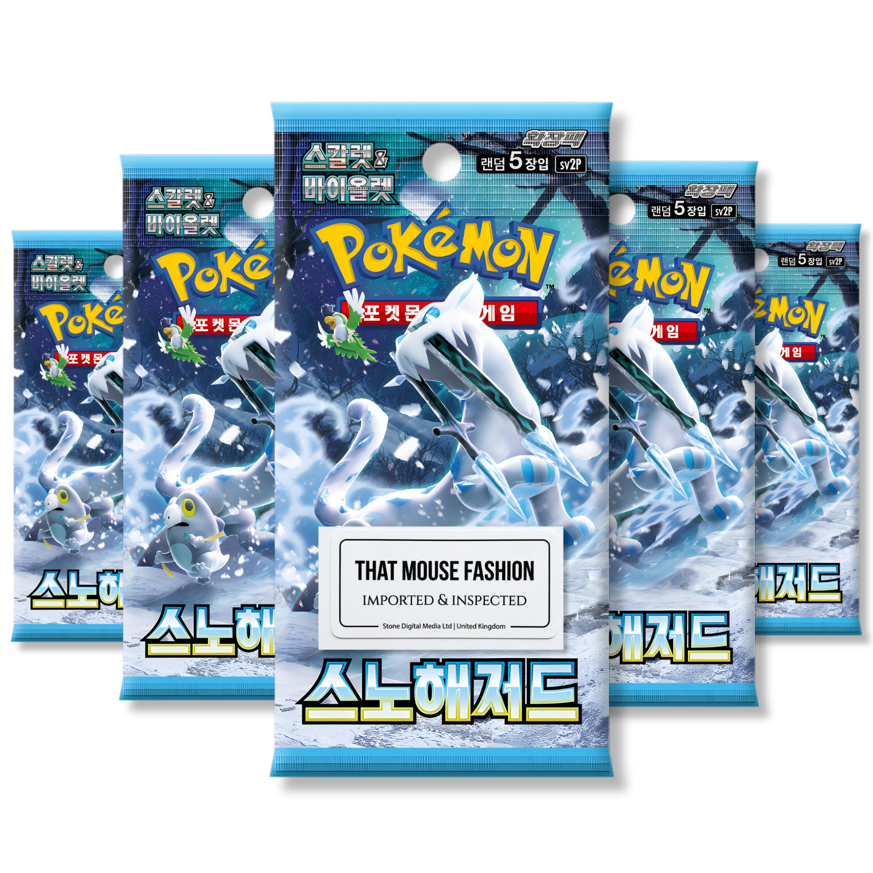 Paldea Evolved Snow Hazard Korean 5 Booster Packs | TCYM Authenticated | Korean Pokemon Cards | Pokemon Paldea Evolved Booster Packs | Pokémon Scarlet and Violet | That Mouse Fashion