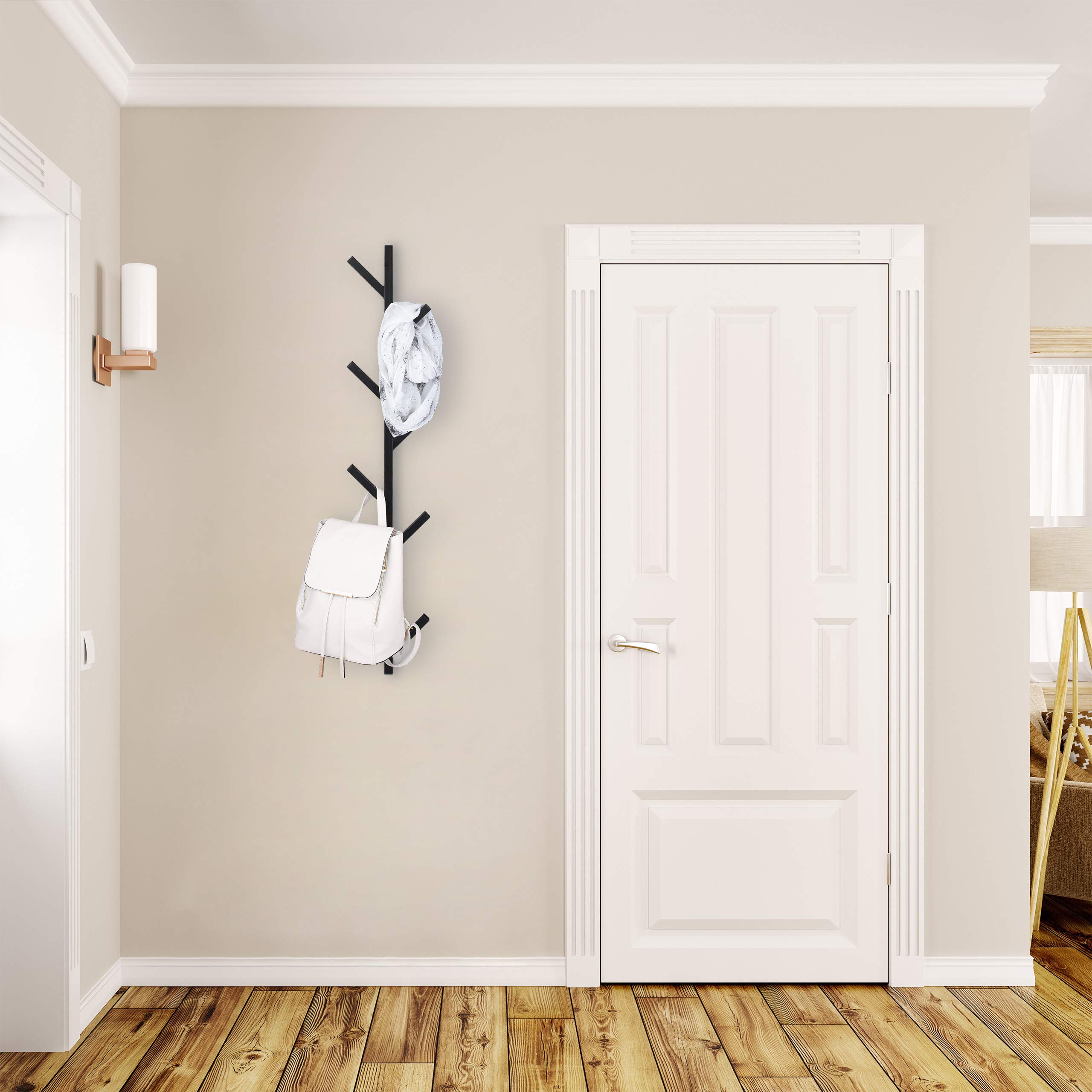 Relaxdays Attaccapanni da Parete con 8 Ganci, Salvaspazio Decorativo, Metallo HLP: 100,5 x 19,5 x 7 cm, Guardaroba, Nero