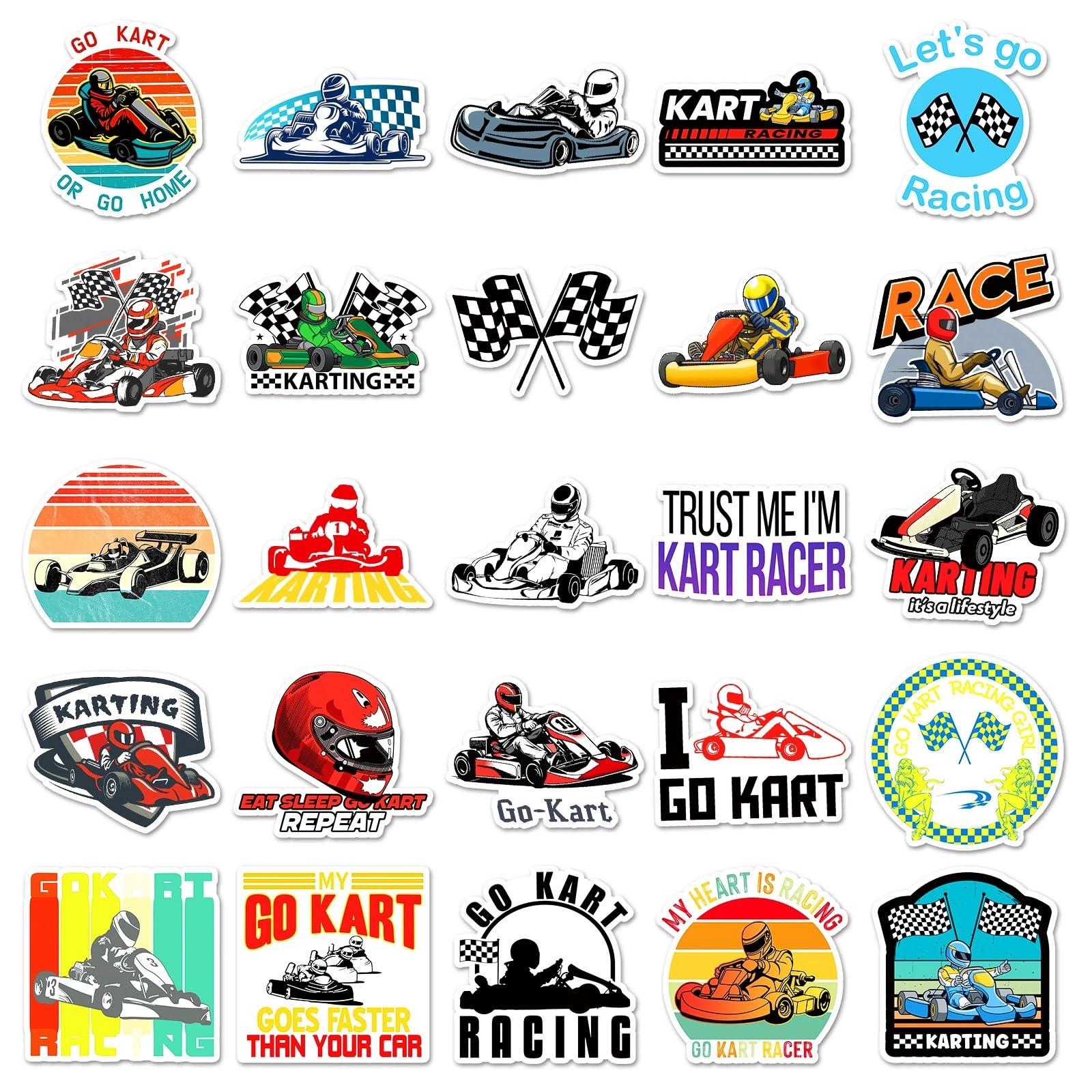 50 Pcs Go Kart Racing Vinyl Stickers,Kart Racing Graffiti Stickers,Vinyl Waterproof Decals for Kids Teens Girls,Phone Laptop Bottles Skateboard Computer Phone Luggage Guitar Gifts - Image 4