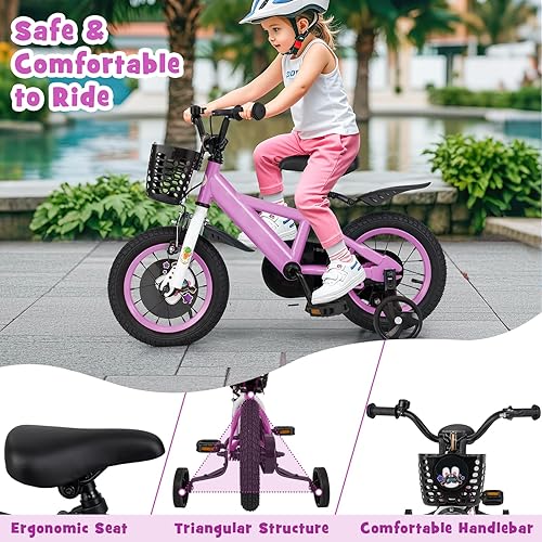 Miniatura 7 de BABY JOY Rabbit Pilot - Bicicleta deportiva para niños, 12, 14, 16, 18 pulgadas, para niños de 3 a 8 años, con altura ajustable, ruedas de