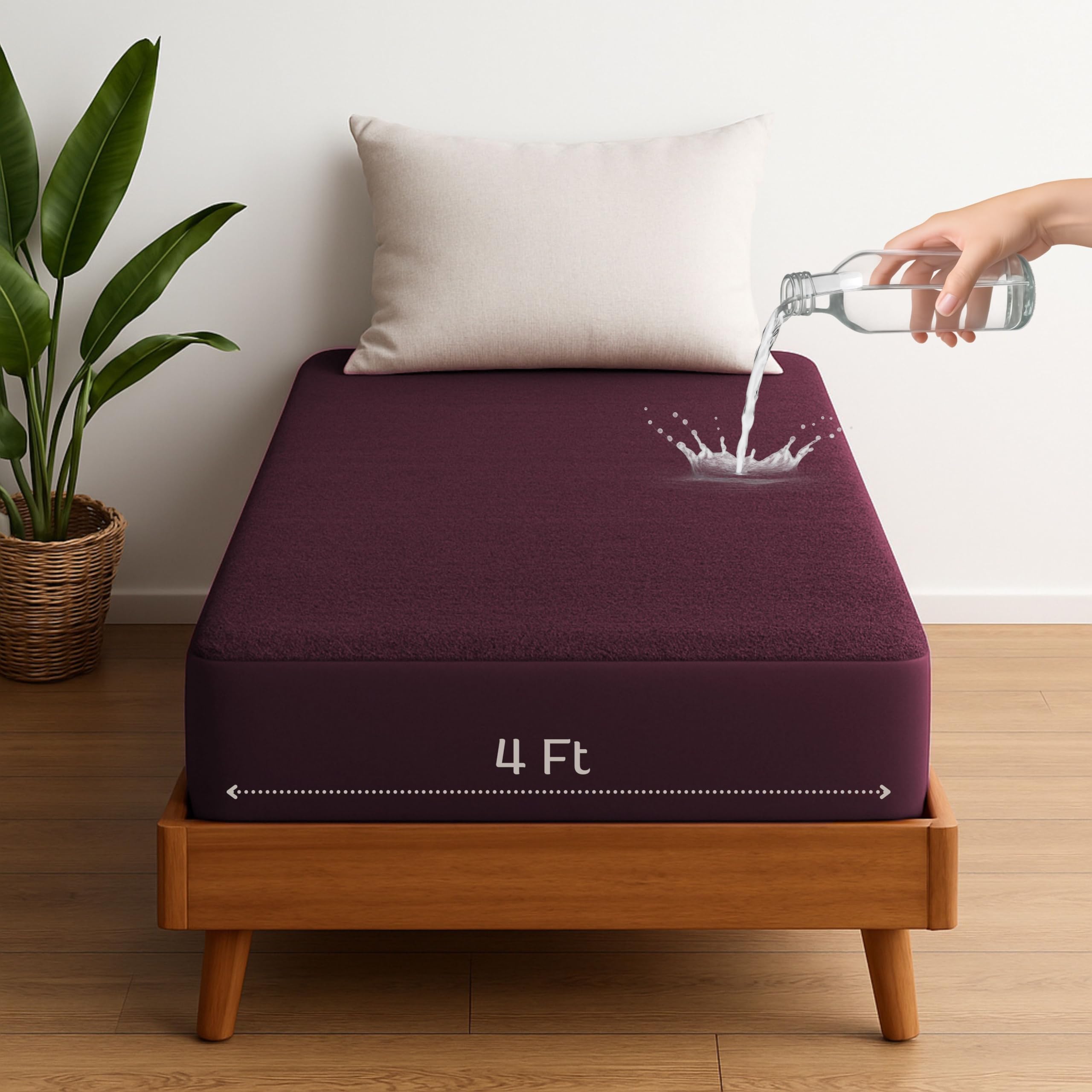 Vastrora 100% Waterproof Mattress Protector Diwan Size 4x6.5 Ft | 48x78 in