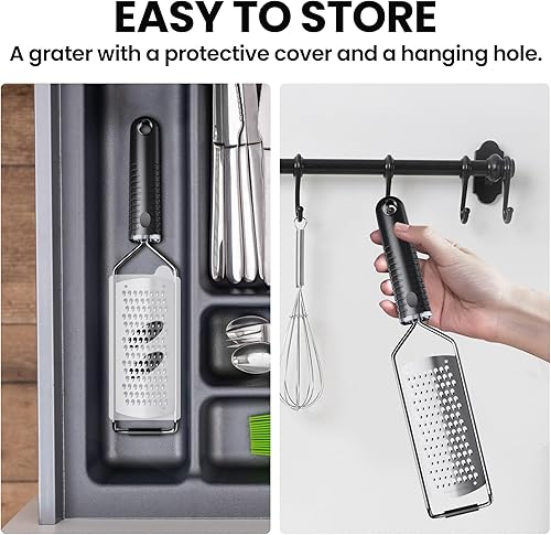 Miniatura 3 de Rallador de queso con mano, ralladores gruesos para cocina, 12 pulgadas, negro