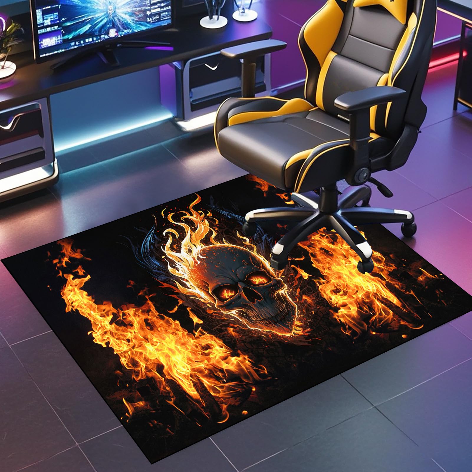 JaevKwzy 90 x 120 cm Gaming Chair Mat Non-Slip Protective, Office Chair Mat for Carpeted Floor, Floor Mat, Floor Protector for Office Chair, Carpet Protector for Low, Standard and Medium Pile Carpets
