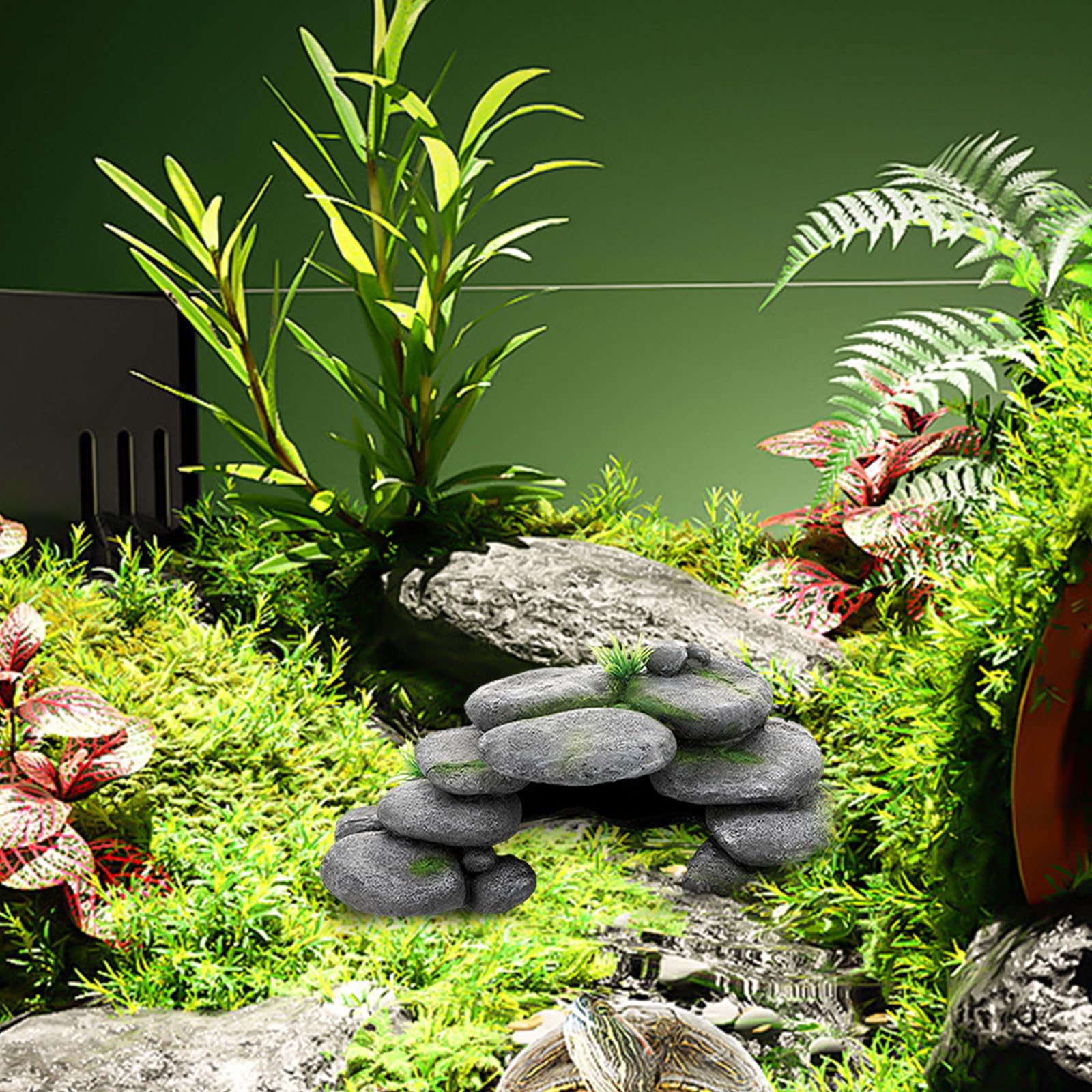 Acquario, grotta per acquario, pietre per tartarughe, accessori in resina, terrario, decorazione rettile, nascondiglio per acquario, decorazione per tartarughe, Axolotl, gamberetti