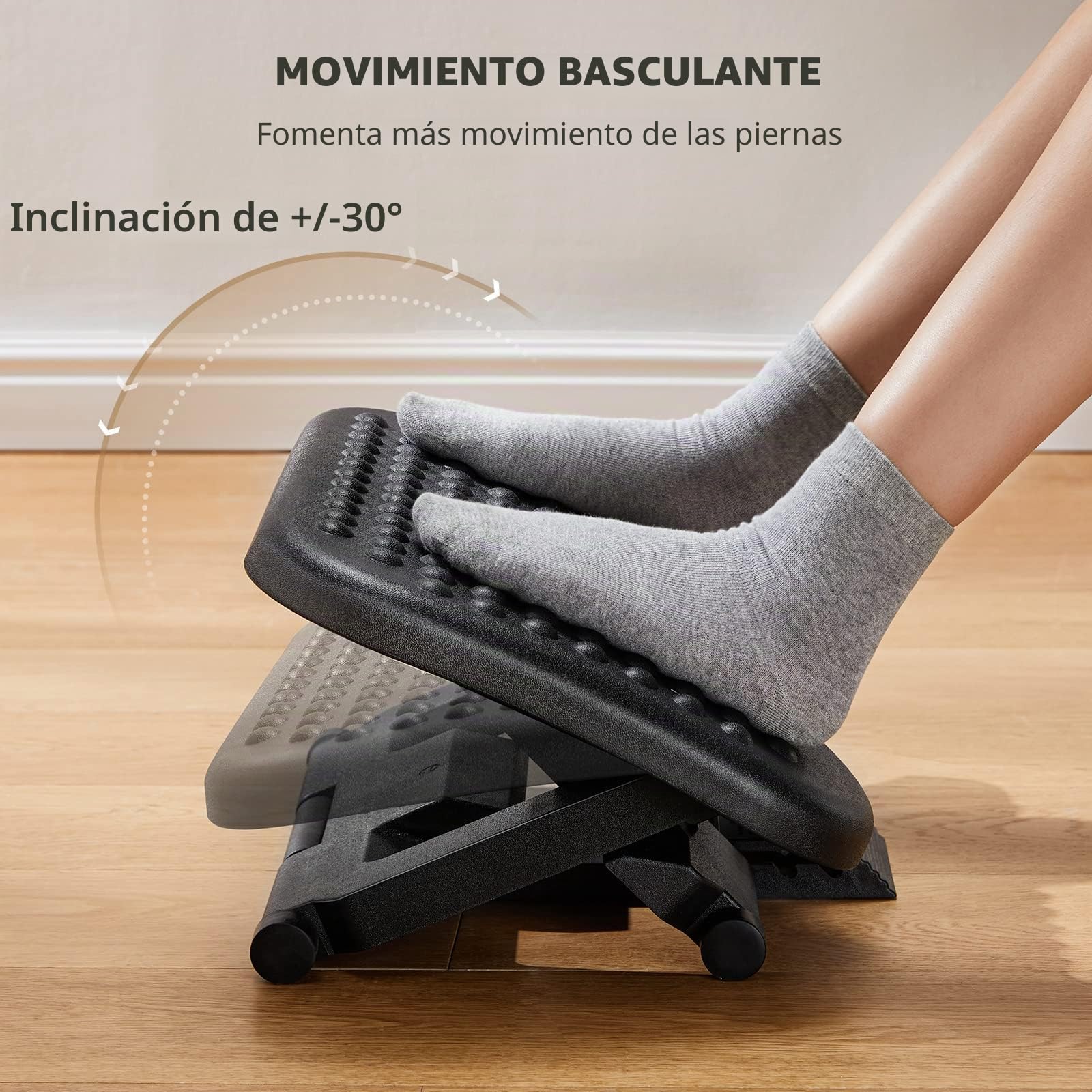HUANUO Reposapies de oficina, ángulo ajustable y 3 posiciones de altura diferentes - Taburete antideslizante para pies, ideal para oficina y hogar