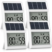 Digital Indoor Thermometer & Hygrometer, Light Powered No Rechargeable Batteries Runs Only on Real-time Light Exposure Solar Indoor Temperature and Humidity Monitor, Humidity Gauge