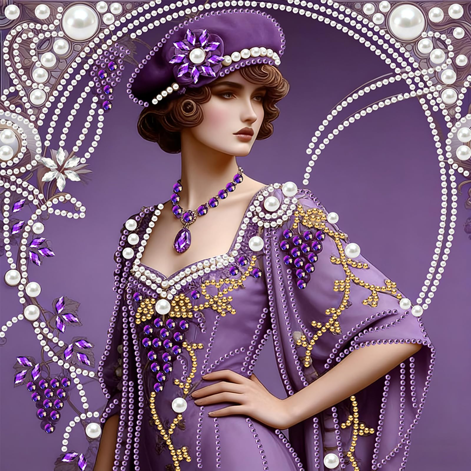 Purple 5D DIY Partial Diamond Painting Kit 30x30cm