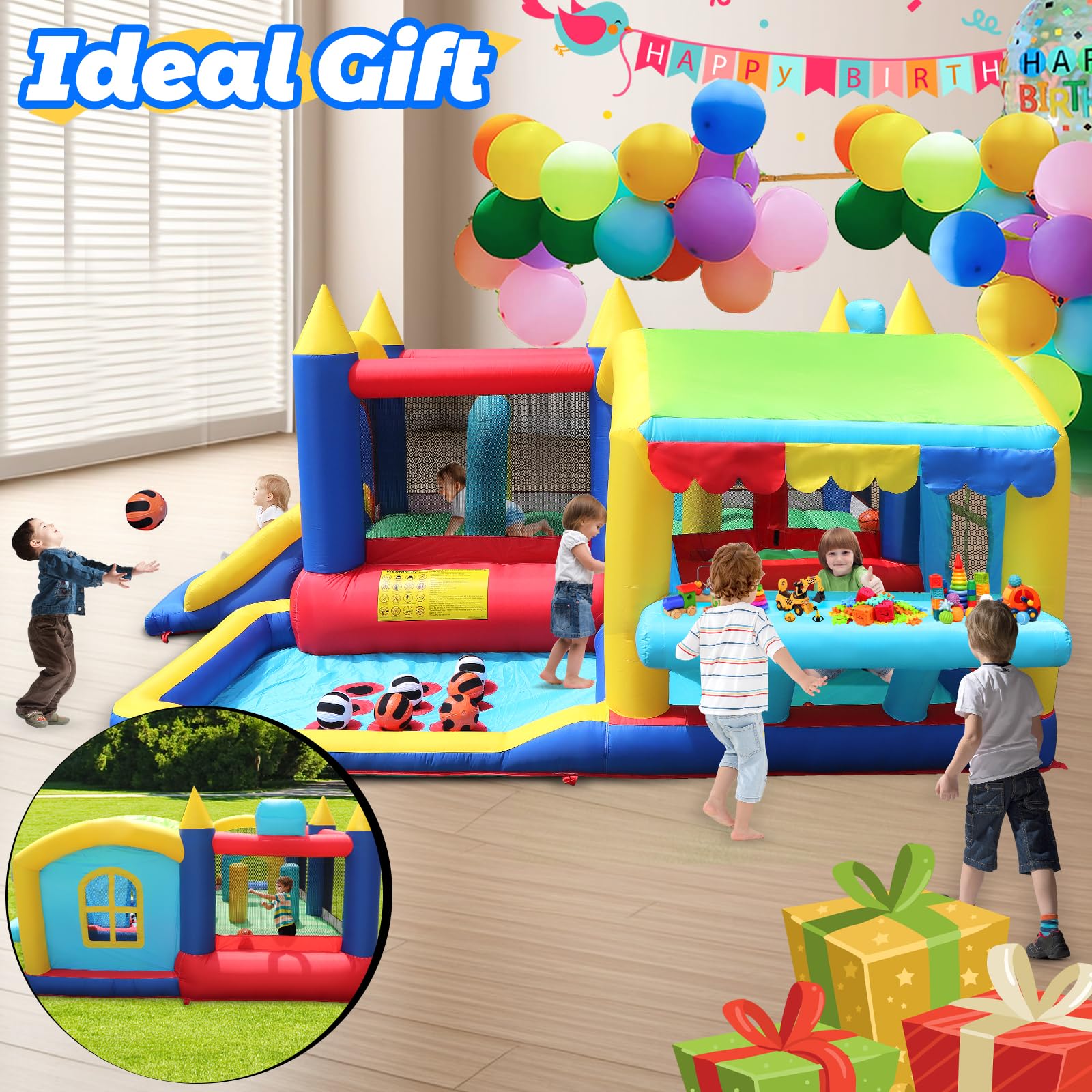 h65267イガラシ BOUNCER WITH BLOWER Amazon.com: Inflatable Bounce House with Ball Pit & Shop, 7-in-1