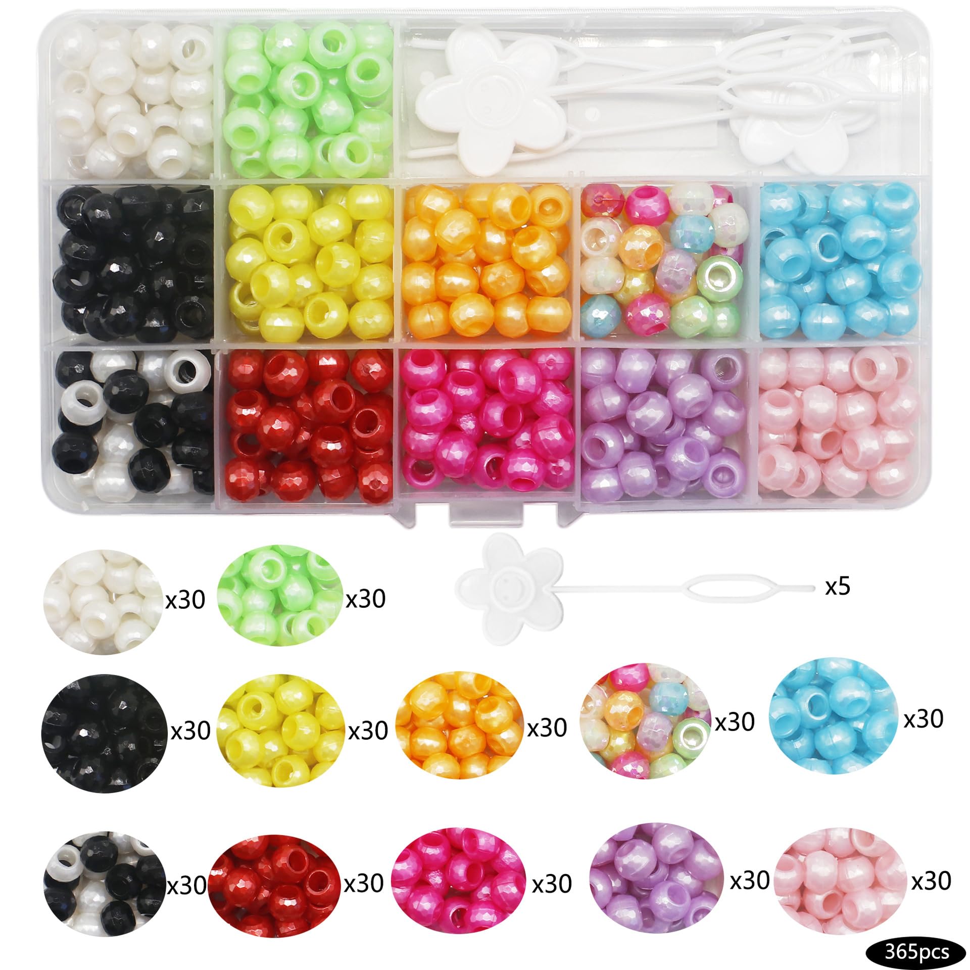 Wakects Perle per Dreadlocks, 365 Pezzi Perline Colorate per Trecce Capelli, Accessori DIY per Capelli