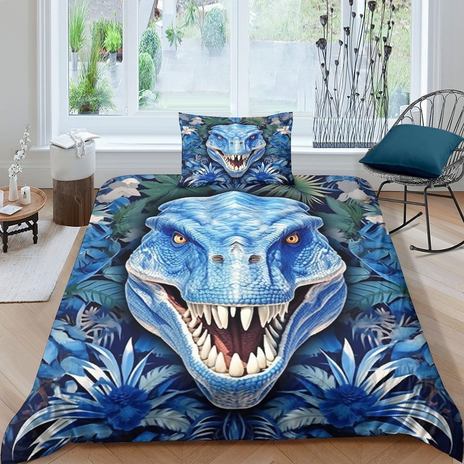 Housse de couette dinosaure 135x200cm pour décorer une chambre d'enfant