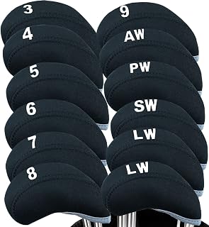 Golf Iron Head Covers Neoprene numbers Value 12 Pcs Set, Golf Iron Headcovers Protector for Club Mens Elasticity Protable Fit All Brands Not Visible