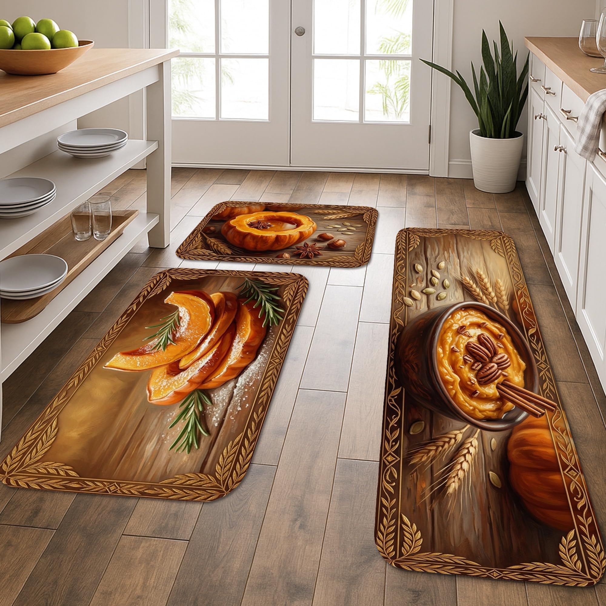 Tapis de cuisine pour évier motif automnal lot de 3 ambiance chaleureuse