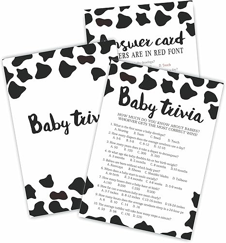 Miniatura 5 de Cow Prints - Tarjetas de juego de predicción y consejos para baby shower, 5 x 7 pulgadas, tarjetas de juego de relleno de doble cara para baby