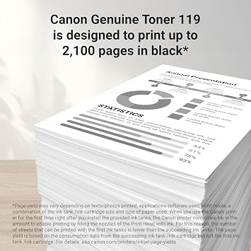 Canon Genuine 119 Black Toner Cartridge Compatible with LBP250 Series, MF410 Series, MF5800 Series, MF5900 Series, MF6100 Series, LBP6300dn, LBP6600 Series