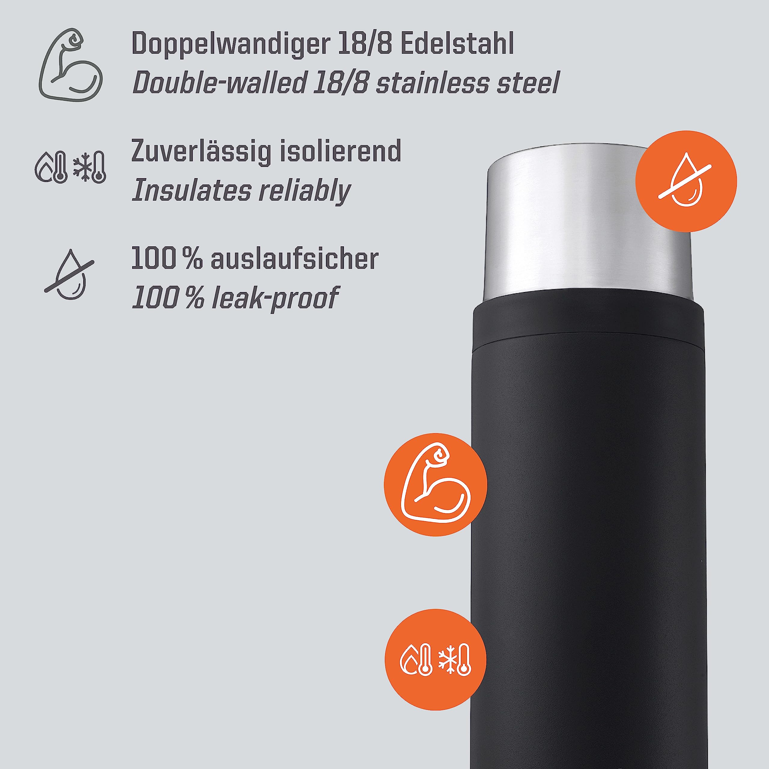 ESBIT VF1000SC-BK Sculptor - Termo (acero inoxidable, 1 L), color negro