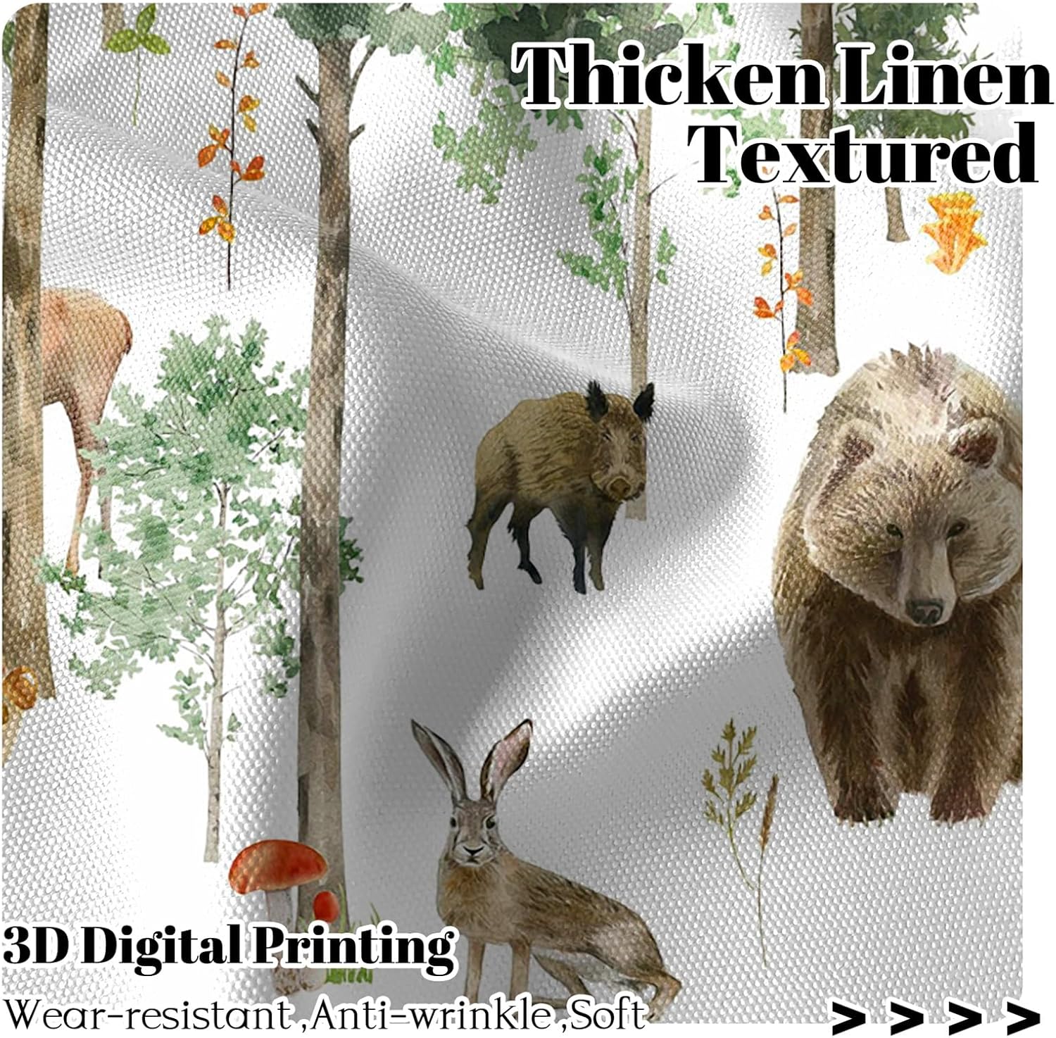 Renaiss 42 x 84 Inch Forest Animal Curtains for Nursery Woodland Wild Animal Print Curtains for Kids Cartoon Fox Elk Bear Bedroom Decorative Curtains Rod Pocket Window Drapes Light Filtering 2 Panels