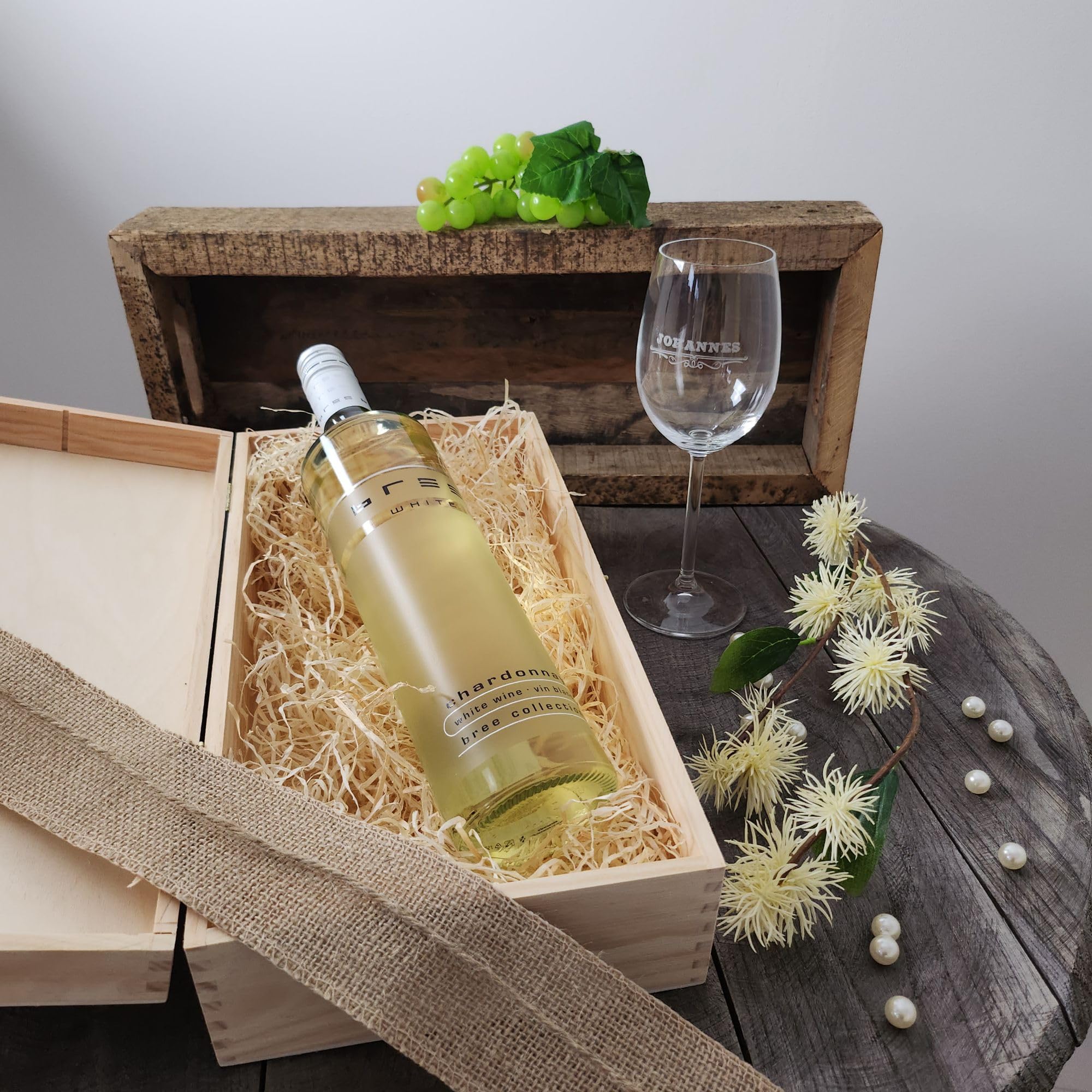 laser-diele Weinglas – Geschenkset – Weinglas mit Gravur – Wein Geschenksets – Geschenk zur Rente – Ruhestand – Weißwein – Rentnerkiste