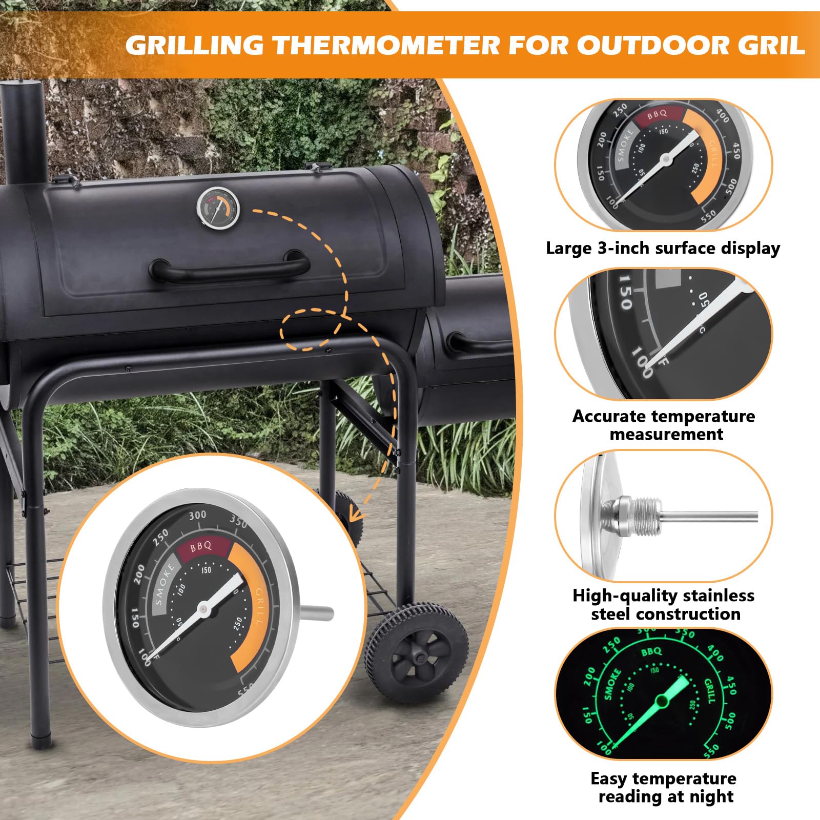 Amazon.com: 3695528R06 Grill Thermometer Fit for Oklahoma Joe's