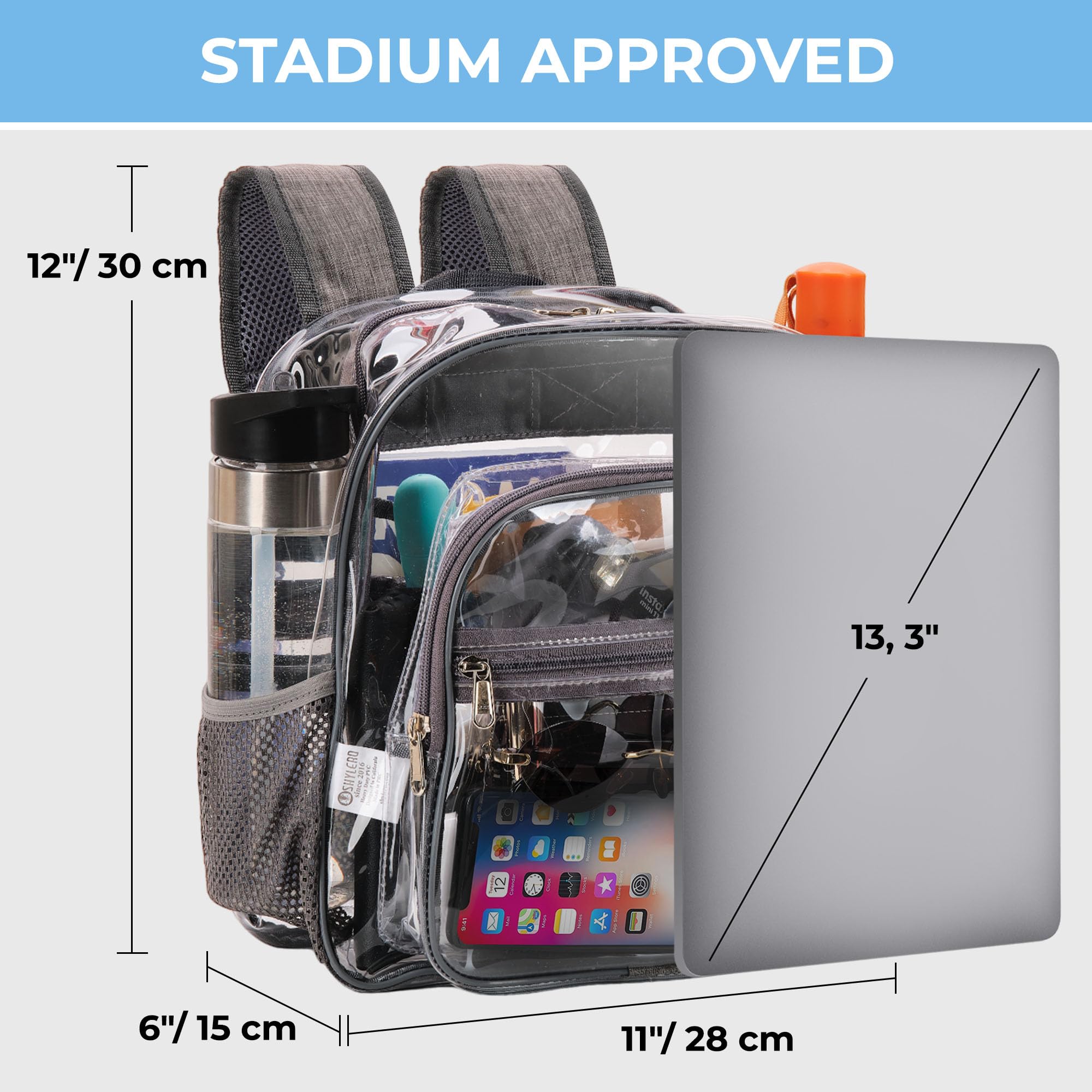 Snapklik.com : Clear Backpack Stadium Approved - Clear PVC Bag Stadium ...