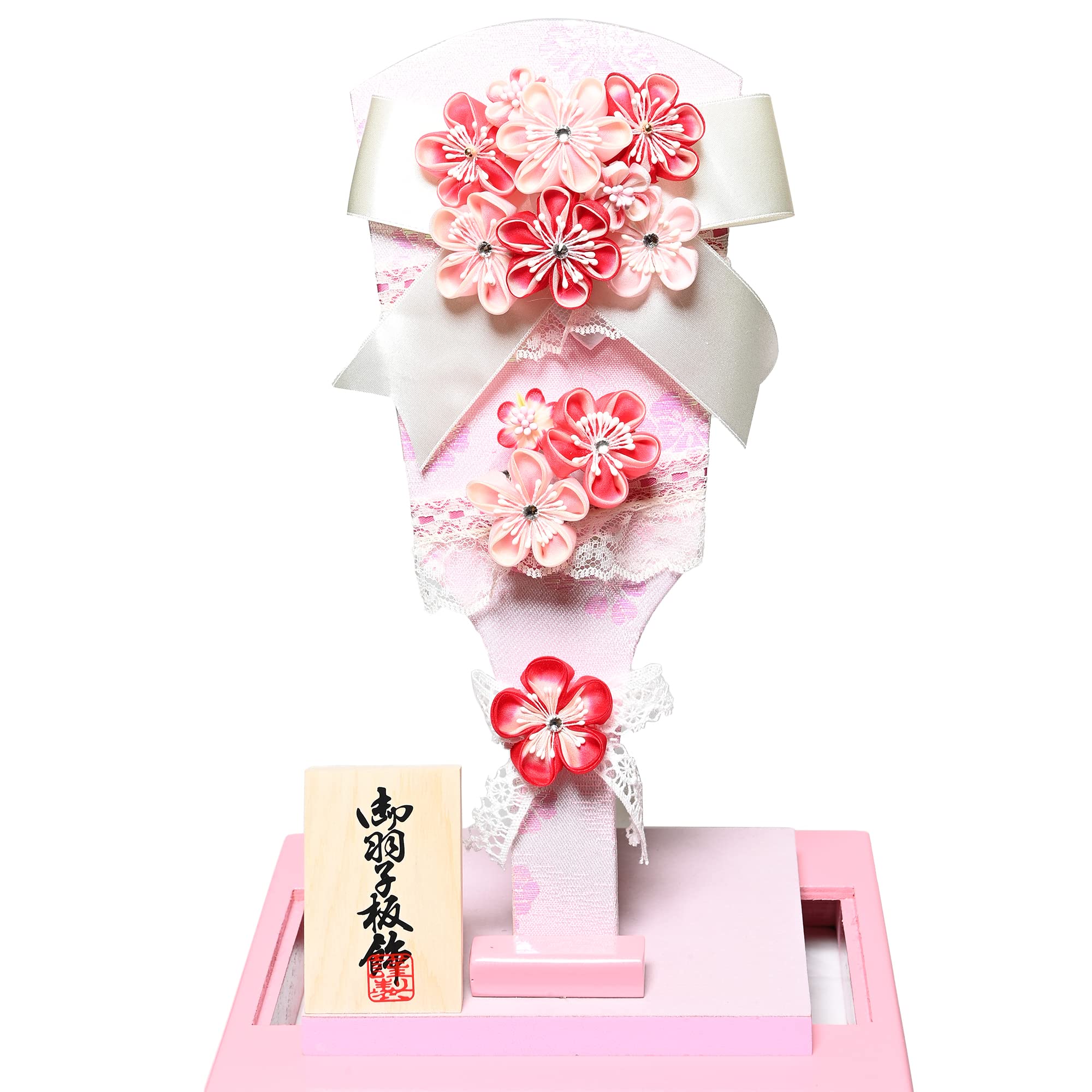 摘み細工羽子板】羽子板お雛様と羽子板Whiteケース《オルゴール付