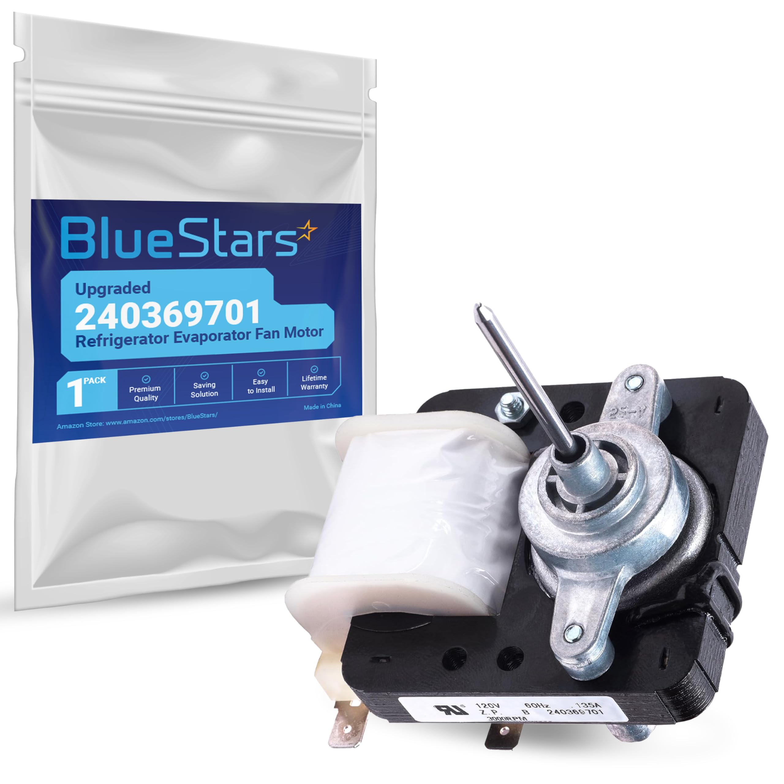 BlueStars Upgraded 240369701 Refrigerator Evaporator Fan Motor - Compatible with Frigidaire Kenmore Electrolux Refrigerators - Replaces AP4700070 PS3419839 5303918549