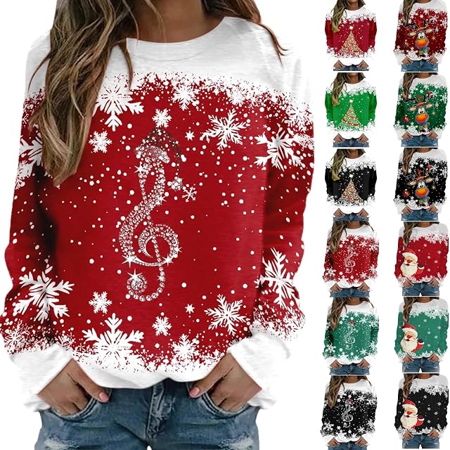 Christmas Sweatshirts For Women Ugly Christmas Sweater Christma Tree Su ter Navide o Mujer Vintage Cute Crew Neck