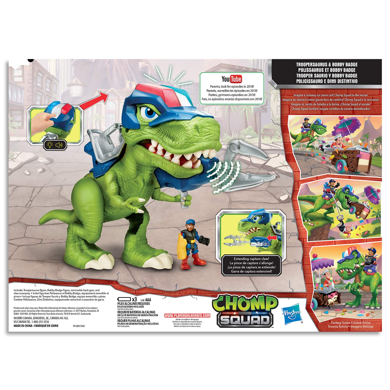 playskool heroes chomp squad troopersaurus and bobby badge