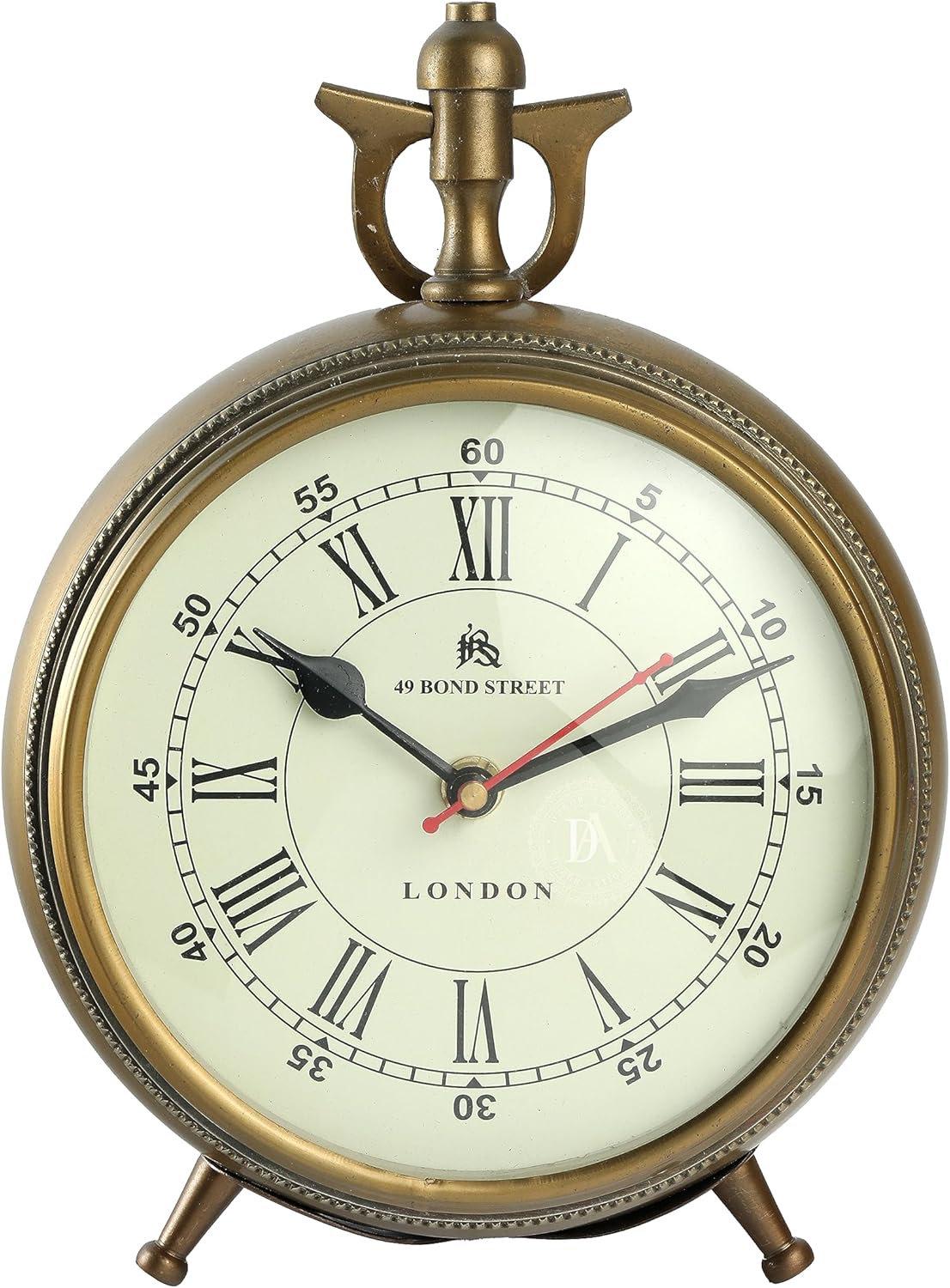 Vintage Gold Plated Round Quartz Analog Desk Clock Non Ticking Battery Operated for Bedroom Living Room Decoration Retro Home Desk Clock Modern Desk