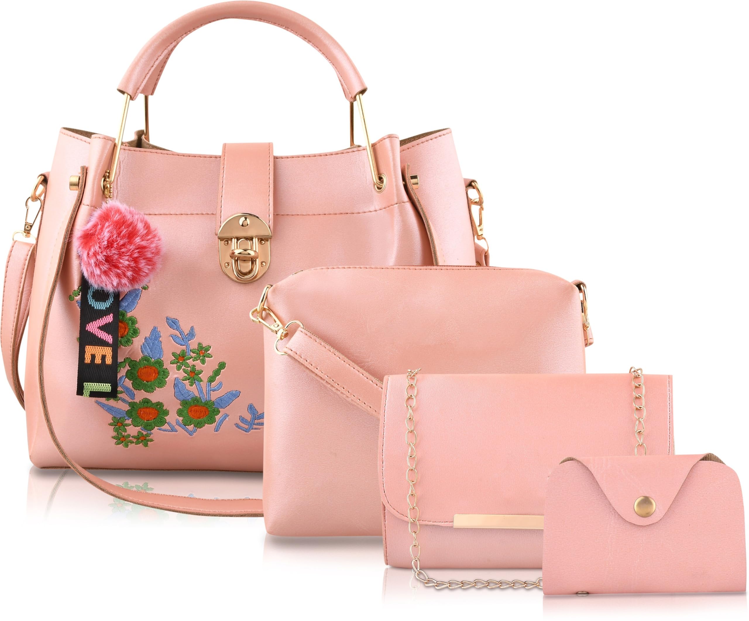 Fargo Women Floral Printed Handbag, Pack of 4 (Pink) (B0D8L3S2H6) Amazon Price History, Amazon Price Tracker