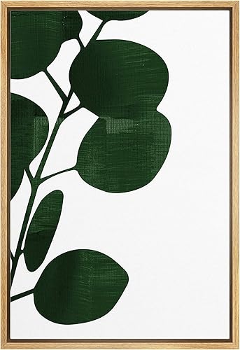 IDEA4WALL Lienzo enmarcado para pared, silueta de hojas negras y grises, ilustraciones geométricas, arte moderno, elegante, colorido para sala de