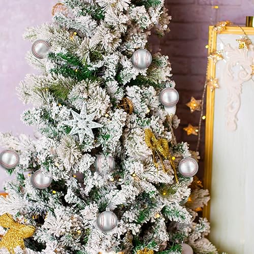 Miniatura 5 de Zhanmai Adornos navideños de béisbol y sóftbol de 2.4 pulgadas, de plástico, grandes colgantes para decoración de árbol, tema deportivo clásico,