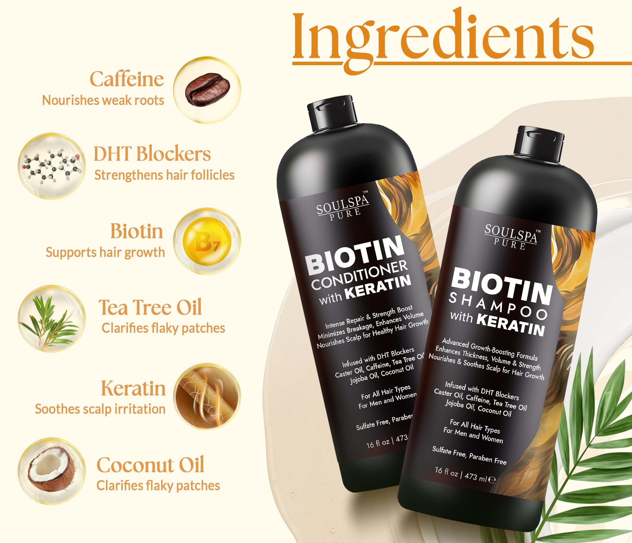 Amazon.com : Biotin Shampoo and Conditioner Set with Keratin - 16