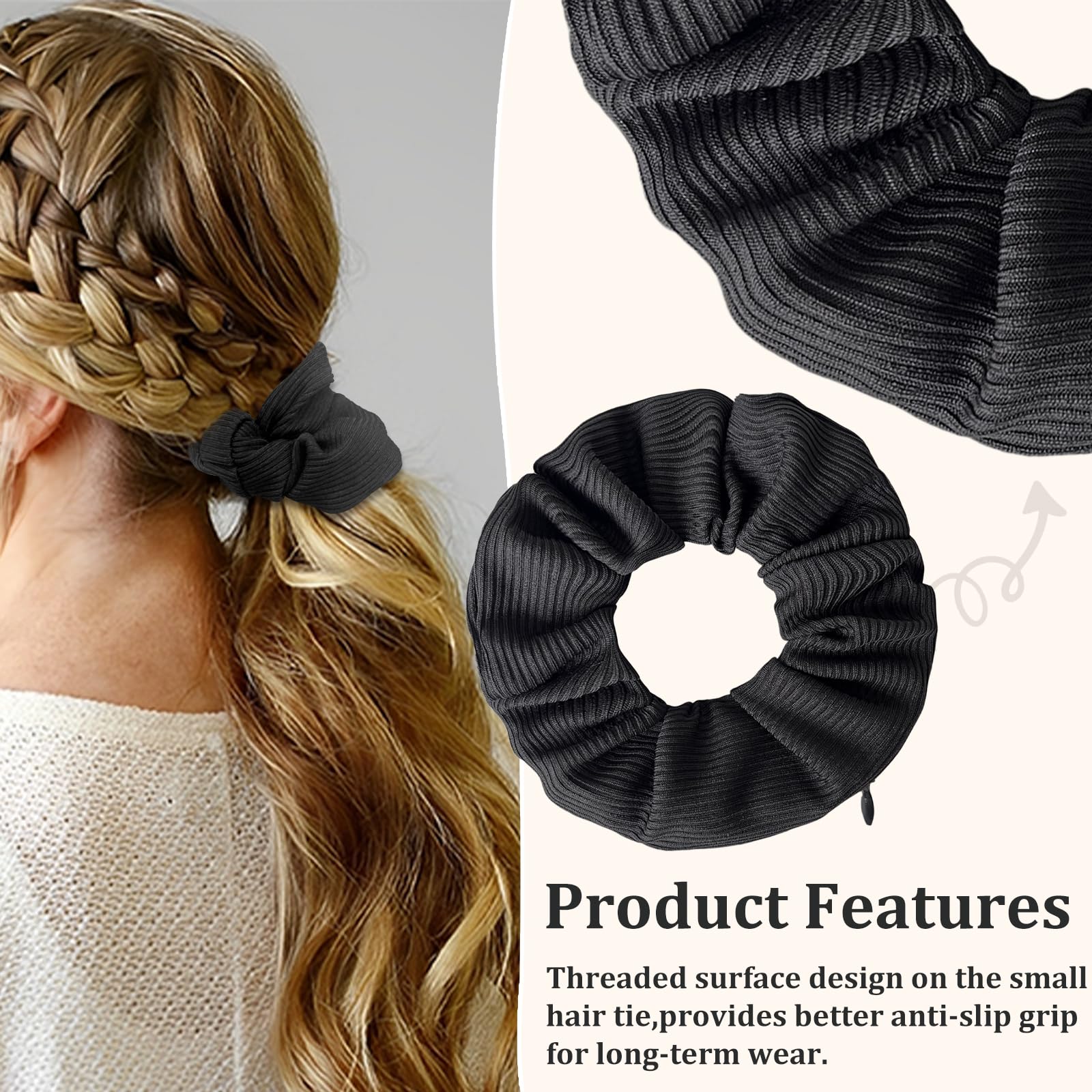 6PCS Scrunchie with Zipper Pocket, Large Capacity Stash Scrunchies for Girls Hidden Pocket Hair Scrunchies for Women - Image 4