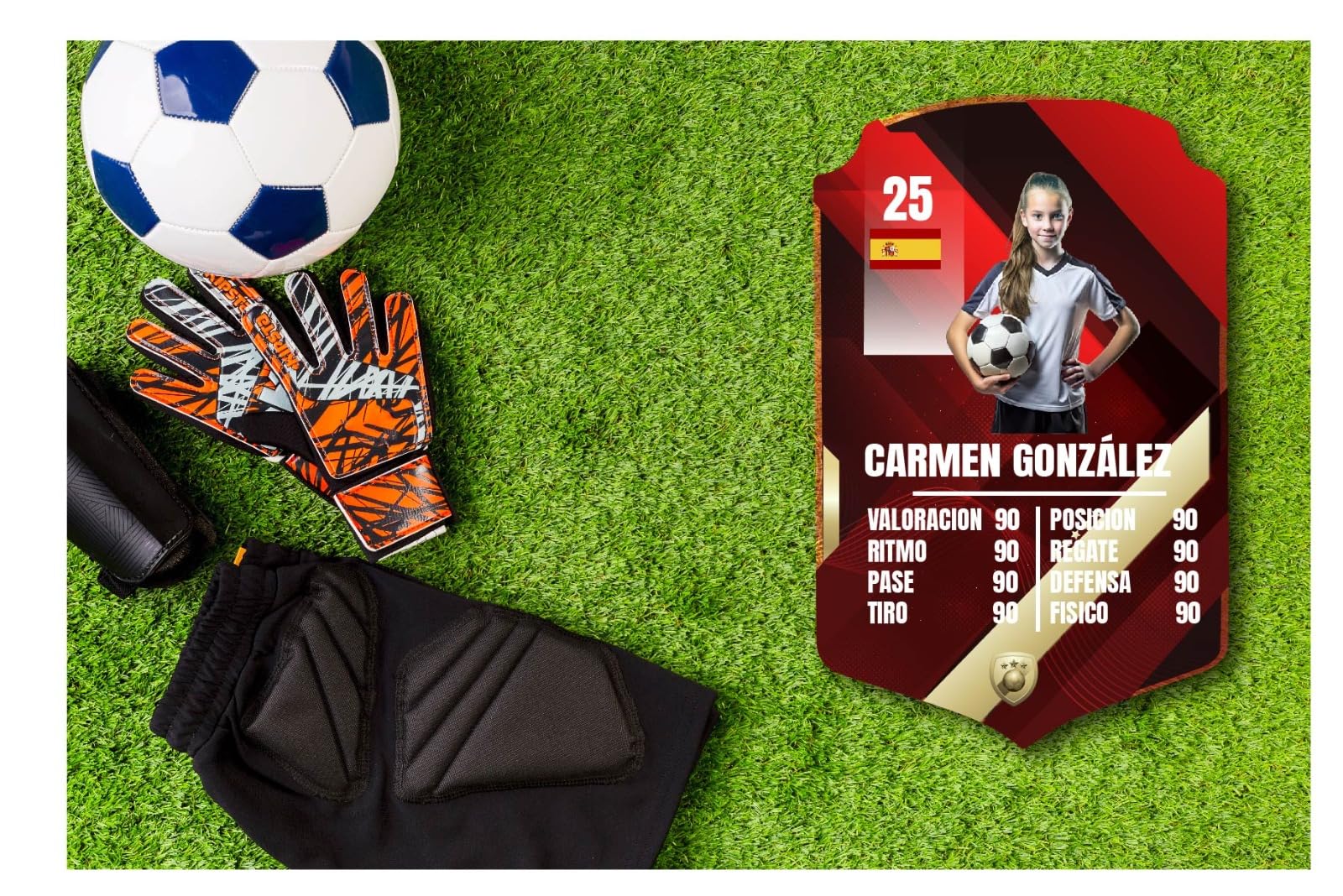 Carta de Futbol Personalizada para niños y Adultos.CREA tu Propia Carta de fútbol Personalizada y única. (Rojo)