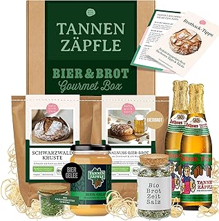 Männergeschenk mit Bier und Bio Brotbackmischungen – Biergeschenk für Männer mit Tannenzäpfle, Biergelee, Gewürz & Brot aus dem Schwarzwald-Für Geburtstag & als Mitbringsel zum Grillen-Bake with Love