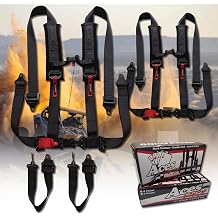 AAAA Aces Racing Pair 5 Point Latch & Link Harness 2" Padded Shoulder Straps, Black Hardware