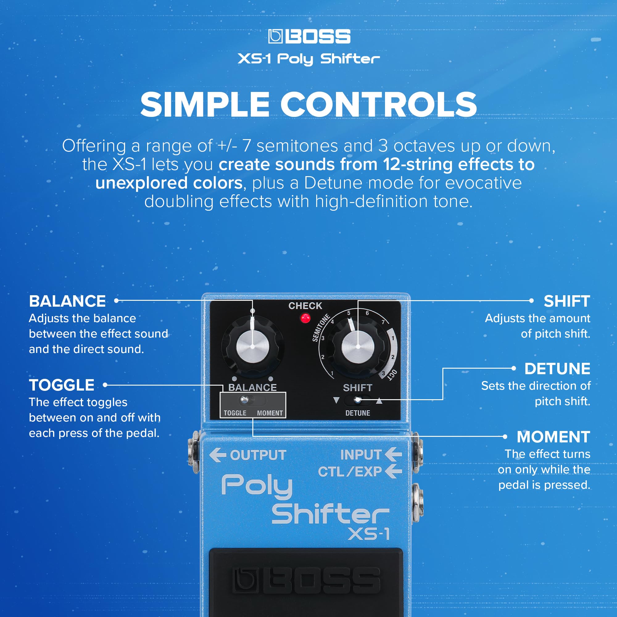 BOSS XS-1 Poly Shifter | Compact Pitch Shifting Pedal | Class