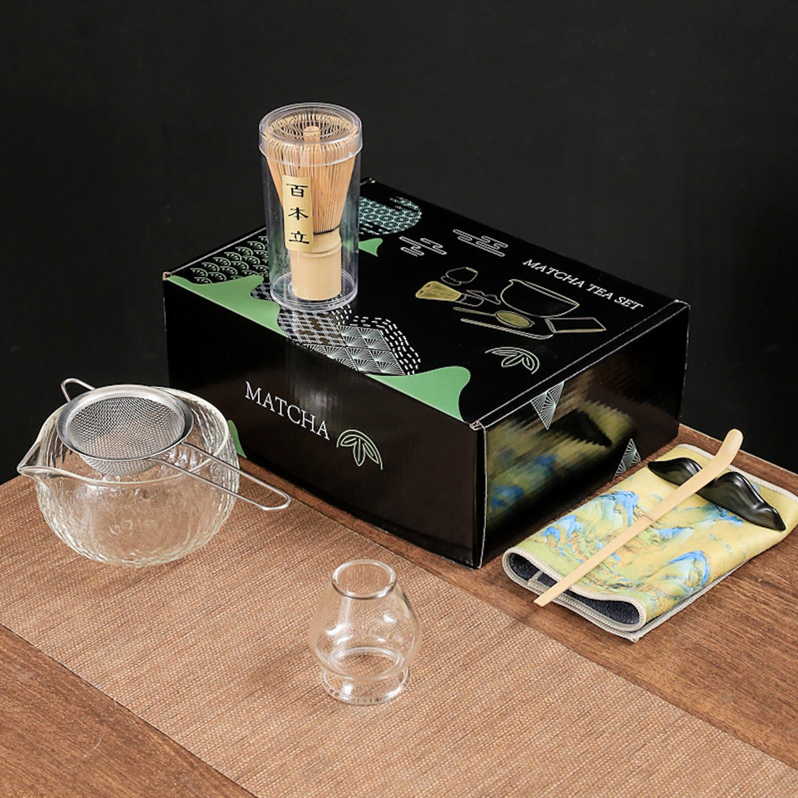 Amazon｜JIKANNOYA 抹茶セット 7点セット ガラス茶碗 注ぎ口付き