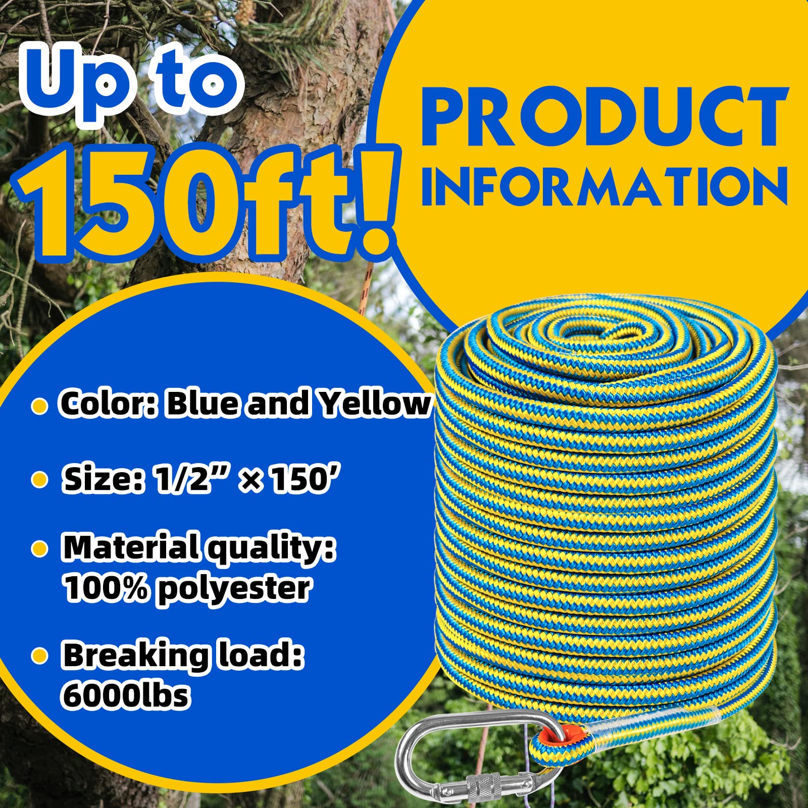 Corda Per Palestra Corda Da Arrampicata Nylon 200 Piedi 7/16 - Foto 11