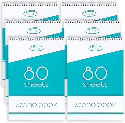 Steno Pads - Paquete de 6 blocs de escritura en espiral de 6 x 9 para tomar notas, para el trabajo, la escuela y el hogar, páginas fáciles de