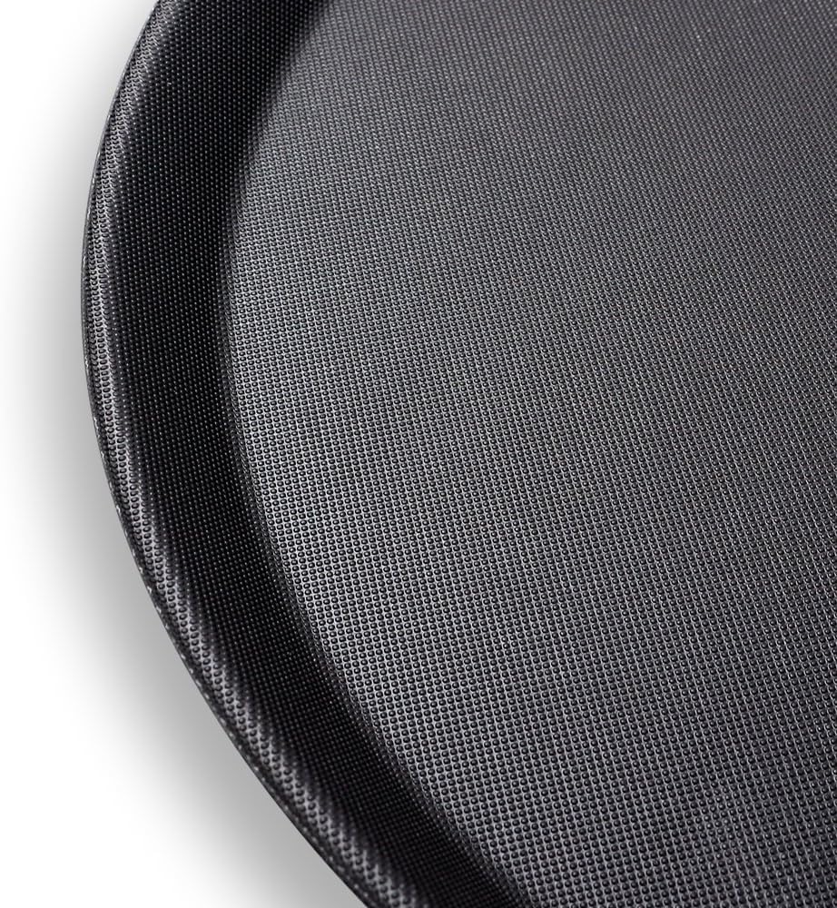 Set de Bandejas para Servir Camareros, Bar, Gastro, Redondas 40cm Ø, Gastronomía, Tabla Servir, Revestimiento Antideslizante Borde Alto (6X Color Negro)