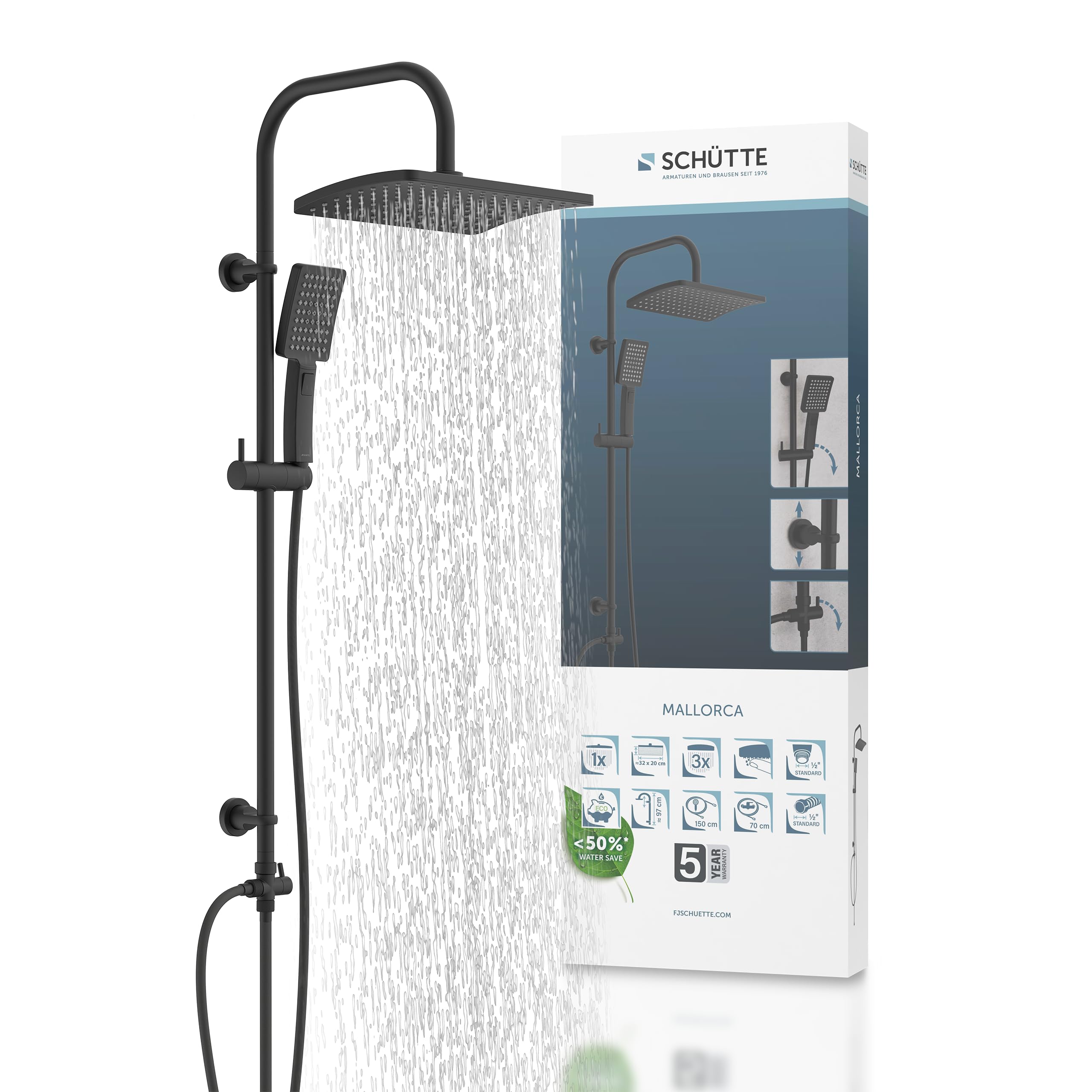 Schütte Duschset MALLORCA mit Regendusche und Handbrause