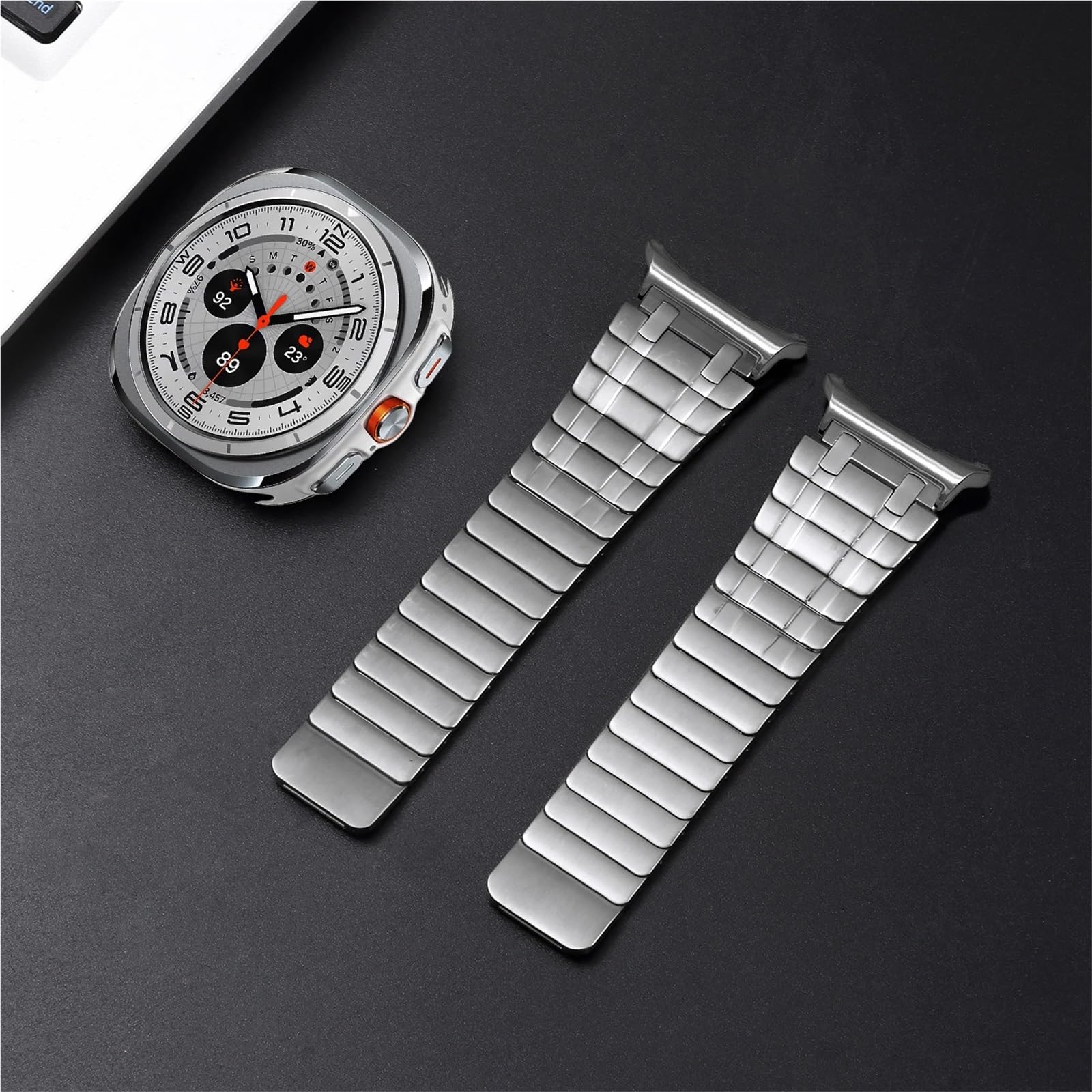JDIME Bracciale stile AP in metallo magnetico resistente per cinturini Samsung Galaxy Watch Ultra 47 mm Cinturino ad anello in acciaio inossidabile 304